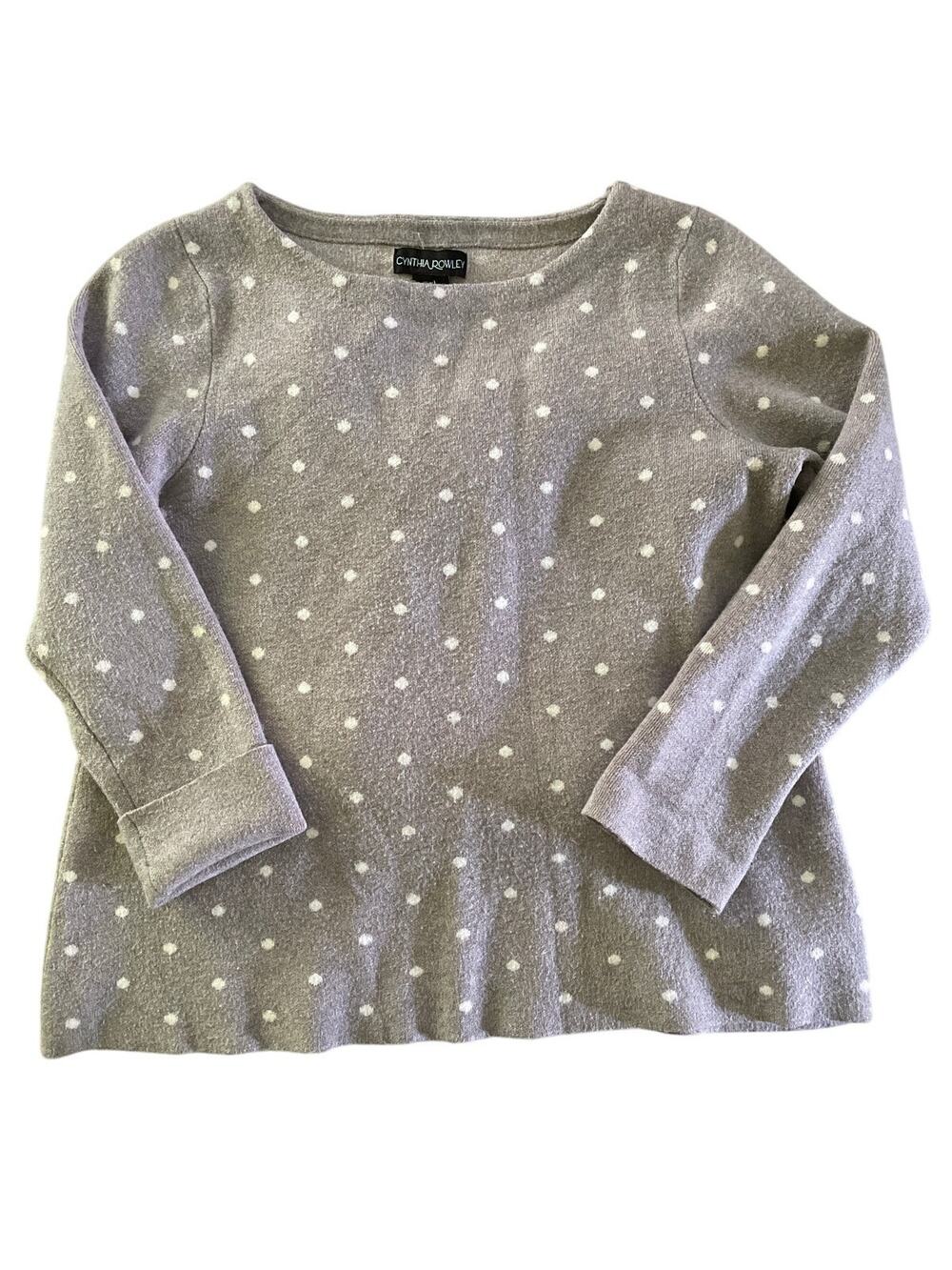Cynthia Rowley Gray Polka Dot Chenille Top Medium